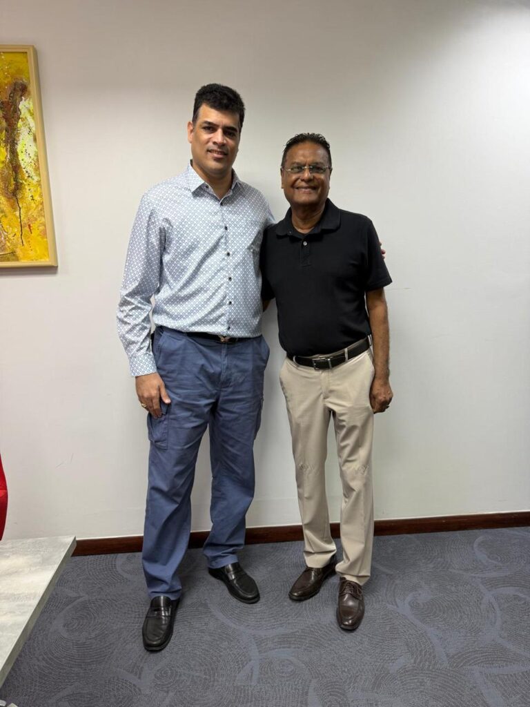 Speaker Manzoor Nadir with Asiskumar Gajadien MP during a parliamentary engagement