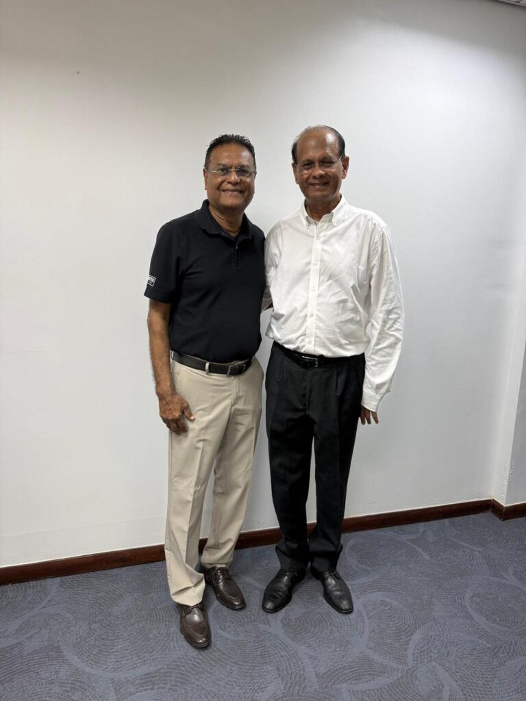 Speaker Manzoor Nadir with Michael Ashwin Satyandre Adhin, Speaker of the Parliament of Suriname